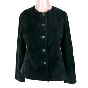 Pursuits Women Leather Button Jacket Long Sleeves Black Size 4P - NWOT